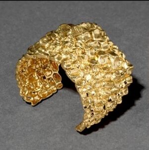 Alexis Bittar Brut Gold Croco Cuff Bracelet